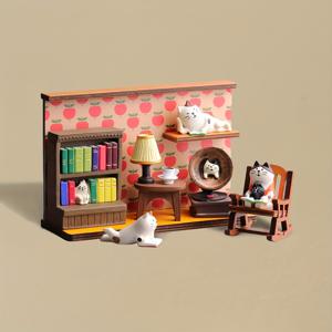TEMU 8개 일본식 스터디룸 장식 레진 고양이 책장 데스크탑 소품, 미니어처 홈 액세서리 씬 소품, 가정용 인테리어 오너먼트|책꽂이|책장