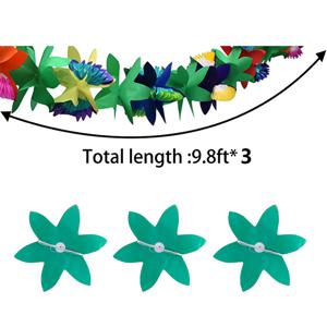 TEMU 하와이안 종이 꽃 가랜드 팩 3개 세트 - 9.8피트 길이의 열대 멀티 컬러 종이 꽃 가랜드 배너, 열대 하와이 웨딩 생일 파티 장식에 적합