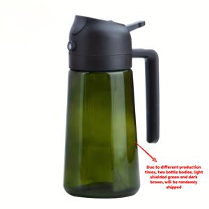 TEMU 2-in-1 유리 올리브 오일 디스펜서 & 스프레이어, 16oz - BPA 프리, 조명 차단 기능, 요리용 인체공학적 핸들, 에어프라이어 및 바비큐용, 그린 색상|에어프라이어|오일스프레이