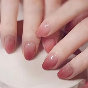 TEMU 짧은 오벌 프레스온 네일 - 광택 있는 프렌치 팁 소프트 핑크 & 블러쉬 옴브레 디자인, 손과 발용 재사용 가능한 인조 네일, 일상 및 특별한 날을 위한 쉬운 적용 네일 아트, 매니큐어 강화, 내구성 있는 프레스온