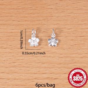 TEMU 6개/봉지 S925 스털링 실버 매화 펜던트, 수제 팔찌 및 귀걸이용 DIY 주얼리 만들기 키트
