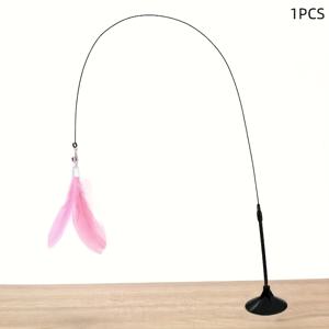 TEMU 고양이용 상호작용 장난감, 깃털 및 물고기 디자인 - 내구성이 뛰어난 플라스틱, 흡입 베이스가 있는 긴 막대, 배터리가 필요하지 않음 - 실내 놀이 및 엔터테인먼트에 적합, 고양이 놀이 시간|실제 장난감 디자인|내구성이 뛰어난 고양이 장난감