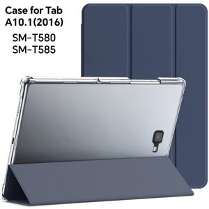 TEMU 2016년형 A 10.1 (SM-T580/T585)용 스마트 보호 케이스, 반투명 무광 질감 뒷면 및 자동 슬립/웨이크 기능