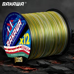 TEMU BAKAWA 2025 새로운 12줄로 된 매듭 낚시줄 - 300m/328 야드, 숲 색상 X12 100%PE, 높은 강도, 소금물 및 민물 낚시용 방수성, 카프 낚시줄