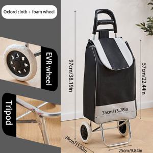 TEMU 1pc 내구성 있는 접이식 쇼핑 카트 - 가벼운 대용량 이중 바퀴 트롤리, 옥스포드 천 및 철골, 휴대용 식료품 및 캠핑 카트, 야외 보관용, 3가지 색상 제공, 식료품 수납함, 튼튼한 핸들바, 견고한 구조