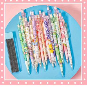 TEMU 8pcs 과일 만화 기계 연필 세트, 100개 재충전, 0.5Mm 미세 팁, 일상적인 글쓰기 도구 세트, 스케치 드로잉, 학교 용품, 완벽한 선물