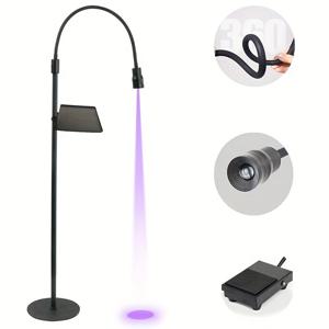 TEMU LED 10W 래쉬 라이트 바닥에 세우는 트레이 + 페달 스위치, 눈썹 연장 네일 글루 경화용, 조절 가능한 빛 집중, 360도 회전, 간편하고 쉬운 사용
