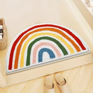 TEMU 1pc 플러피 욕실 매트 - 반원형 니트 욕실 매트, TPR 백킹, 흡수성 폴리에스터, 생동감 있는 디자인, 부드러운 플러시 질감, 욕실 및 홈 데코에 완벽, 크리스마스 및 할로윈에 이상적인 선물, 욕실 매트