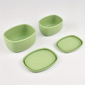 TEMU 2-in-1 실리콘 런치 박스, 200ml & 350ml 용기 - 누출 방지 및 쌓을 수 있는 식품 보관 - 전자레인지 및 냉동실 안전 - 가정 또는 야외 캠핑용으로 완벽한 식사, 스낵, 과일|냉동고
