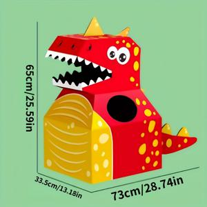 TEMU DIY 공룡 종이 상자 - 착용 가능한 티렉스 모델, 4계절용 의상 액세서리 & 사진 소품