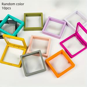TEMU 10팩 3D 부유하는 주얼리 디스플레이 박스 - 목걸이, 팔찌, 반지, 귀걸이 및 핀용 탄성 필름이 있는 방진 투명 플라스틱 보관 케이스 - 소매 및 개인 사용에 완벽함, 다양한 색상(녹색, 노란색, 오렌지색, 분홍색, 자주색)