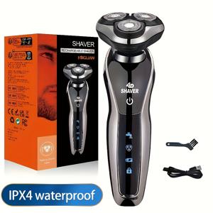 TEMU 남성용 회전식 전기 면도기, USB 충전, 코털 제거 장치, 옆모습 칼, 헤어 클리퍼 및 클렌징 브러시가 포함된 다섯 가지 기능의 세트, 하나의 기계는 다목적이며 가정, 여행 또는 선물용으로 적합합니다