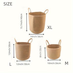 TEMU 3pcs 직사각형 줄티 세탁 바구니, 직조, 직물, 손잡이가 있는 욕실, 거실에 있는 더러운 옷, 장난감 및 담요 보관, 세탁 바구니|빨래바구니|이불정리함