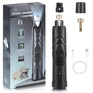 TEMU LED 라이트가 있는 개 발톱 그라인더 - 조용한 전동 네일 트리머, USB 충전식 무선 2단계 속도 설정 및 안전 잠금 기능, 대형견을 위한 강력한 펫 네일 클리퍼 - 가정 또는 전문 미용에 이상적, 인체공학적 디자인, 다기능 액세서리 포함|손톱깎이
