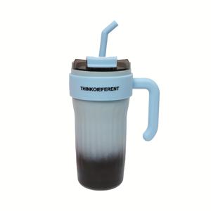 TEMU 1개 780ml/28oz 스테인리스 스틸 이중 진공 단열 컵, 손잡이 포함, 누수 방지 및 낙하 방지 뚜껑과 빨대, 친구를 위한 완벽한 휴일 선물, 야외 피트니스, 캠핑 및 여행에 적합|커피