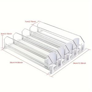 TEMU 380MM 화이트 스트립 더블 바 스타일 음료 디스펜서 냉장고 소다 보관 상자 소다 병 캔 정리함|냉장고|냉동고