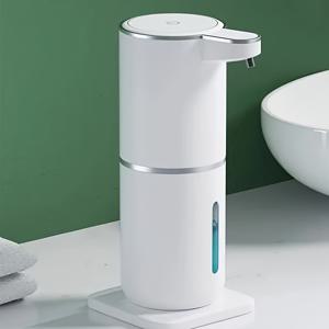 TEMU 무접촉 폼 소금 비누 디스펜서, 스마트 인덕션, USB 충전식 500mAh 리튬 배터리, 플라스틱, 욕실 및 세탁실용, 이상적인 크리스마스 또는 새해 선물, 세척 분말 용기가 있는 수동 폼 제너레이터