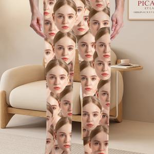 TEMU 1pc 개인화 가능한 남성용 수면 바지, 크리스마스 에디션 - 개인화된 얼굴 또는 애완 동물 사진이 있는 신개념 파자마 바지, 편안한 폴리에스테르 캐주얼 스타일과 포켓, 정상적인 핏 니트 소재 라운지 바지