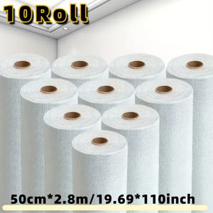 TEMU 50cm*2.8m 깔끔한 가장자리 리넨 벽지, 쉬운 설치와 아름다운 결과, 주방 욕실 거실 식당 장식용 3D 질감 자체 접착 벽지 10롤 110인치 × 19.7인치