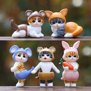 TEMU 카툰 헤드웨어가 있는 귀여운 고양이 인형 5개 - 상어, 토끼 및 쥐 디자인 - PVC, 전원 필요 없음 - 집, 사무실 또는 차량 장식, 축제 휴일 선물, 축제 휴일 선물|재미있는 고양이 디자인|PVC 구조, 고양이 장식