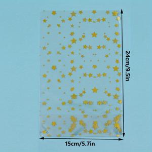 TEMU 50pcs, OPP 소재 금색 별 프린팅 패턴 가방, 빵 비스킷 오목한 바닥 가방, 캔디 비스킷 쿠키 가방, 생일 파티용품, 결혼식, 결혼식 용품, 휴일 용품