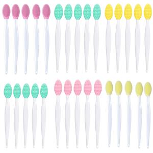 TEMU 30Pcs 립 스크럽 브러시 립 스크러버 립 엑스 폴리 에이터 립 엑스 폴리 에이 팅 브러시 양면 부드러운 실리콘 얼굴과 입술 청소 도구 여성과 남성을위한 3 Clolor
