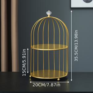 TEMU 1pc 철제 새장 디자인 수납 선반, 화장대 스킨 케어 제품 향수 립스틱 정리 선반, 1/2층 화장품 수납 선반, 메이크업 수납 및 정리, 카운터탑 및 화장대 장식