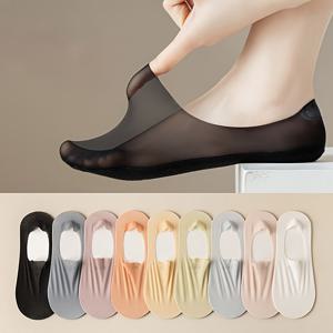 TEMU 여성용 여름용 경량 노쇼 보트 양말 9켤레 - 미끄럼 방지 그립, 통기성 및 편안함, 다양한 단색 (블랙, 그레이, 베이지, 연한 파랑, 라벤더, 민트 그린, 화이트) 캐주얼 & 정장용, 디자인