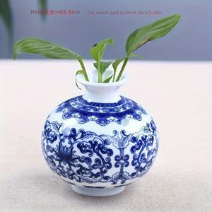 TEMU 수제 중국 도자기 화병 - 블루 & 화이트 세라믹 레트로 꽃병, 복잡한 패턴, 다양한 형태(원통형, 종형, 원형), 수경재배용 및 홈 데코 & 문화 선물, 플로랄 어레인지먼트용 | 레트로 스타일 화병 | 고품질 세라믹, 꽃을 위한 화병