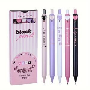 TEMU 제니스 젤 잉크 펜 - 하트 모양 클리커, 빠른 건조, 0.5mm 팁, 고품질, 학교 및 사무실 사용에 적합