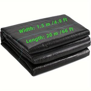 TEMU 1.5m x 20m (4.9피트 x 66피트) 고강도 잡초 차단 천, PP 재질, 채소밭, 잔디 및 원예용 정원 잡초 방지 매트, 견고하고 내구성이 뛰어납니다.