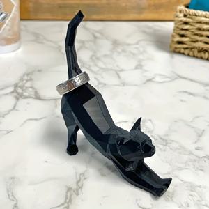 TEMU 귀여운 고양이 반지 홀더 - 블랙 캣 디자인의 보석 정리함, 내구성 있는 플라스틱 데스크탑 링 스탠드, 약혼 결혼식 선물용, 장신구 보관 및 전시대, 재미있는 디자인, 품질 공예, 튼튼한 구조, 선물 쇼퍼, 보석 타워