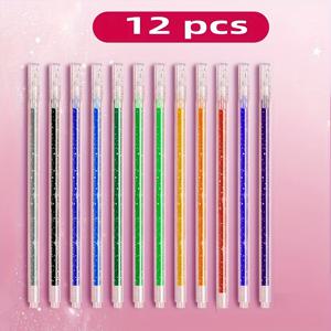TEMU 글리터 젤 펜 세트, 1.0mm , 방수 플라스틱 볼펜, 보이는 잉크 수준 - 카드 종이, 일기, 그림, 표시, 색칠, 예술 프로젝트에 완벽함 (8/12/18 컬러 팩)