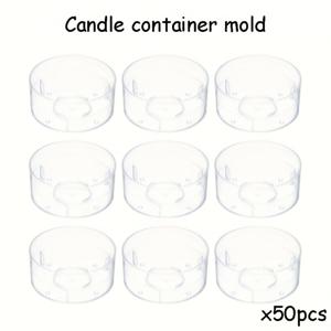 TEMU 50개 라운드 티라이트 캔들 홀더 - DIY 캔들 만들기용 투명 플라스틱 몰드, 공예 재료 (1.49인치)