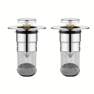 TEMU 2pcs 팝업 욕실 싱크 배수구 막기, 스테인레스 스틸 필터 및 헤어 캣처, 1.1-1.29 인치 배수관에 대한 유니버설 피트, 쉽게 설치할 수 있는 프레스 앤 부OUNCE 스테인레스 스틸 싱크 배수구 패스플레이트 액세서리