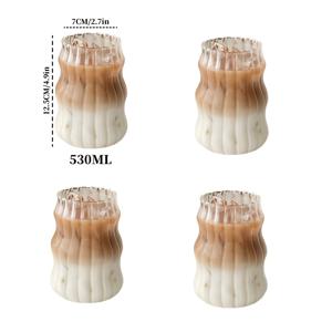 TEMU 4개 세트 고강도 보로실리케이트 내열 유리컵, 530ml 대용량 투명 라떼/커피잔 및 주스 냉음료용