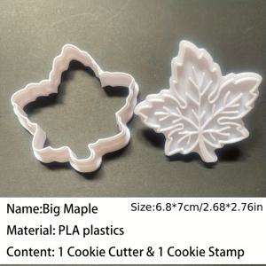 TEMU 가을 단풍잎 모양 쿠키 커터 3D 베이킹 도구 세트, DIY 케이크 주방용품 - 크리스마스와 추수감사절에 딱 좋은 백투스쿨 액세서리