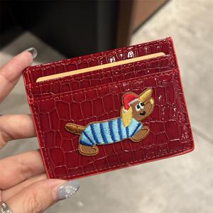 TEMU 패션 인조 가죽 카드 홀더, 다치안드 자수, 코끼리 패턴, 휴대용 카드 가방, 인조 가죽 안감, 쉬운 청소, 버스 패스, 여행 신분증, 은행 카드 케이스용