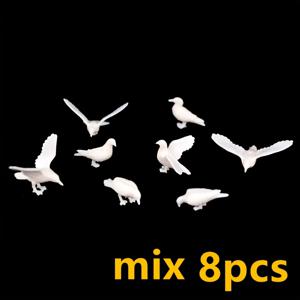 TEMU 8pcs 미니어처 화이트 도브 모델 버드하우스 장식 DIY 정원 레이아웃, 풍경 모래 테이블 3D 모델 건축 장면 재료, 사실적인 동물 모델 장식품.
