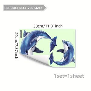 TEMU 1pc 빛나는 돌고래 화장실 스티커, PVC 자체 접착제, 20x30cm, 어둠 속에서 빛나는 욕실 장식, 재사용 가능한 야간 조명, 가정용 화장실 침실용 장식 화장실 커버