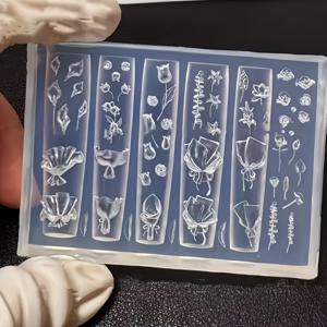 TEMU 1pc 투명 실리콘 네일 아트 몰드 - 릴리, 오르키드, 튤립, 로즈, 등 꽃 디자인을 위한 내구성 있는 네일 캐빙 스탬핑 몰드 - 살롱 퀄리티의 매니큐어, 네일 아트 용품, 꽃 네일 아트, 복잡한 꽃 세부 사항, 알코올 프리 제품
