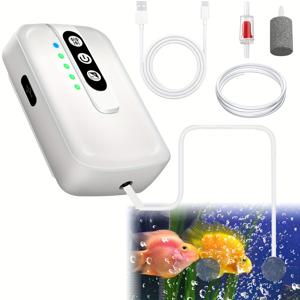 TEMU 2200mAh USB 충전식 수조 및 야외 낚시용 산소 펌프, 휴대용 ABS 소재 공기 펌프 (전원 표시등 포함), 긴 배터리 수명, 물 흐름 제어 밸브, 야외 낚시 장비 | 쉬운 컨트롤 패널, 내구성 있는 ABS 소재, 어항용 공기 펌프|수경