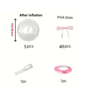 TEMU 47개 투명 보보 볼 핑크 리본 풍선 세트 - 생일 파티, 어머니날, 결혼식, 카니발 장식용, 할로윈 , 크리스마스 장식, 세례식 풍선, 재사용 가능한 가랜드, 포일 풍선, 파티 장식, 웨딩 데코, 축제 가랜드, 고품질 내구성 풍선, 휴일 쇼퍼, 이벤트 플래너용