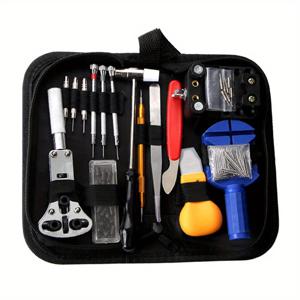 TEMU 147pcs 전문 시계 수리 도구 키트 - 스프링 바, 링크 핀 및 토르스 스크루 드라이버 세트, 정밀 플라이어, 렌치 및 하이 키, 보석 및 시계 제작, 보석 제작 도구 | 세련된 도구 디자인 | 내구성 있는 플라스틱 케이스, 시계 수리 도구