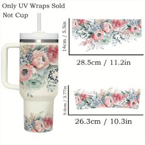 TEMU 40온스 리비 글라스에 적합한 2개 팻셀 꽃 비닐 전사지, 장식용 PVC 전사지, UV 인쇄, 방수, 무광 마감, 자체 접착, 재사용 가능, 줄무늬 패턴, 금속 표면에 매우 적합(유리 제외)