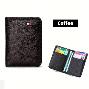 TEMU 남성 슬림 인조 가죽 ID & 카드 홀더 - 블랙, RFID 차단, 신용 카드, 버스 카드 및 더 많은 디자인, 안전한 여행 지갑 | 세련된 지갑 디자인 | 내구성 카드 홀더
