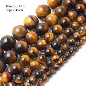 TEMU AAA 등급 4-12mm 천연 옐로우 타이거 아이 스톤 비즈 - 골든 브라운 & 블랙 DIY 주얼리 만들기용 루스 스페이서 비즈, 남성 선물 및 액세서리를 위한 광택 있는 보석, 남성 팔찌 부품, 독특한 디자인의 천연 돌 비즈|남자목걸이