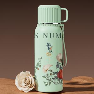TEMU 316 스테인레스 스틸 진공 컵 컵, 슈퍼 용량, 휴대용, 여행 컵, 흰 꽃 검은 꽃, 20.29 온스, 식품 등급, 캠핑, 사이클링, 사무실, 가족, 네 сез론 음료, 크리스마스, 어머니의 날, 생일 선물용 캔스터 포함