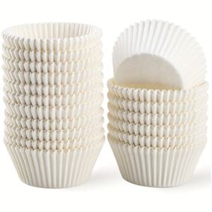 TEMU 250개 표준 화이트 컵케이크 라이너 케이크 장식, 무취 1.97x1.18인치 일회용 베이킹컵, 머핀 및 미니 케이크에 적합