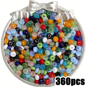 TEMU 스타일 3x6mm 원통형 비즈, DIY 팔찌 및 목걸이용 360개 컬러 프리드릴 구슬 - 주얼리 만들기용 BEADIA 유리 씨앗비즈 360pcs, 여름 여행 공예용 키체인 액세서리 대량 구매